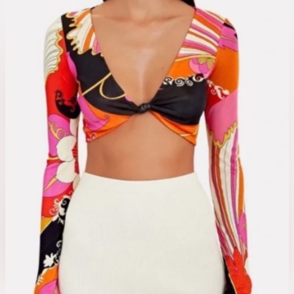 RONNY KOBO geometric shape crop top
